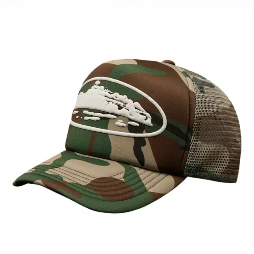 [BUNJANG] Corteiz Island Puff Print Trucker Hat Black Cap / 코르테이즈 아일랜드 퍼프 프린트 트러커 햇 블랙 모자 캡 볼캡 매쉬캡
