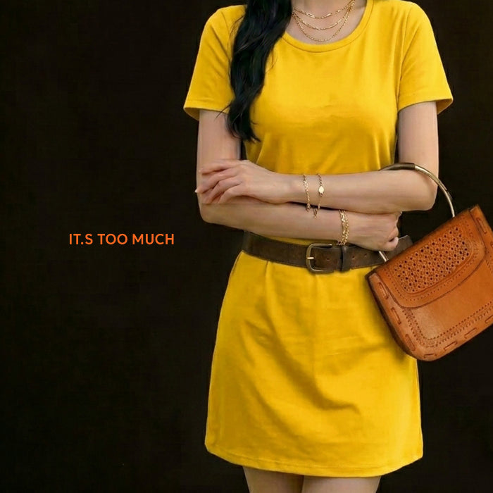 [BUNJANG] Vintage Yellow Knit Mini Dress / Q1388 미니원피스 여성롱원피스 반팔원피스 나시원피스 빈티지샵 여자니트원피스