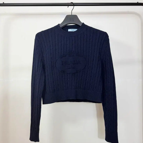 [BUNJANG] Prada Cropped Logo Knit / 프라다 반크롭 로고 니트 (새상품급)