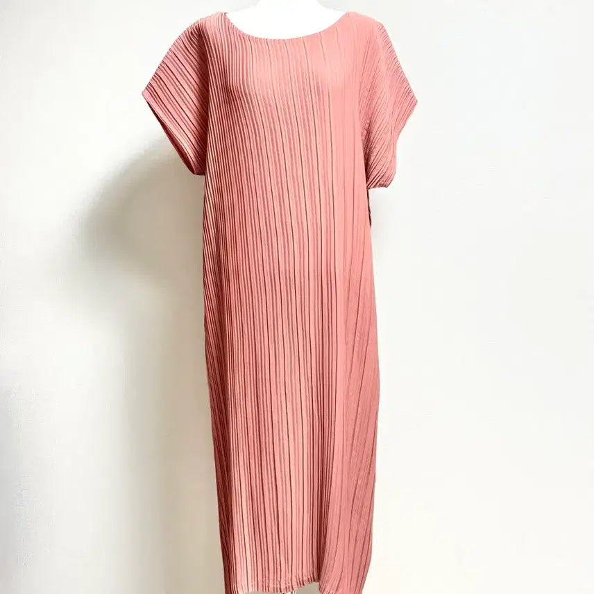 [BUNJANG] Coral Pink Pleated Long Dress / 코랄핑크 플리츠 원피스