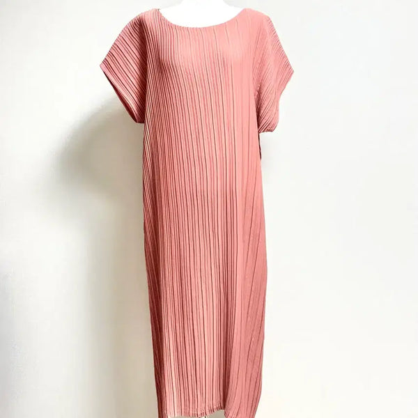 [BUNJANG] Coral Pink Pleated Long Dress / 코랄핑크 플리츠 원피스