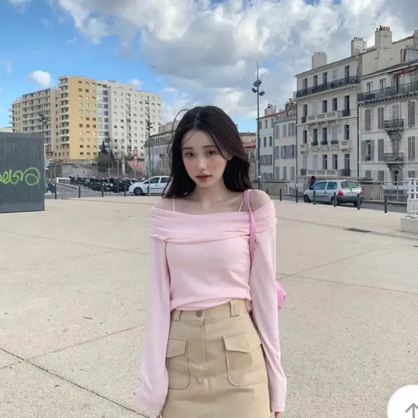 [BUNJANG] Young & Rich Off-Shoulder Ribbed Top (New) / (새상품) 영앤리치 오프숄더 골지티