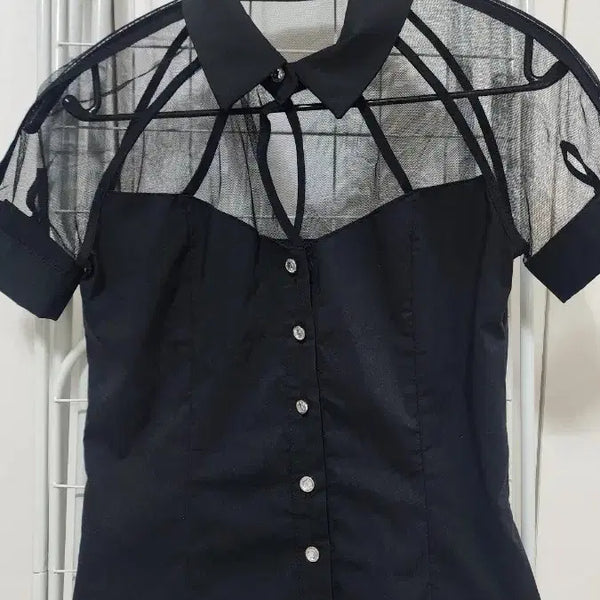 [BUNJANG] Black See-through Shirring Blouse / 블랙 시스루 셔링 블라우스