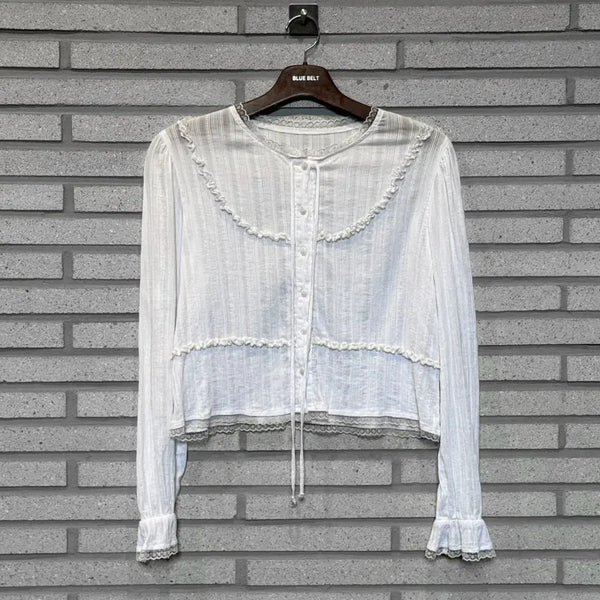 [BUNJANG] Japanese Vintage Sheer Shirring Detail Cardigan White / JPN VINTAGE 가디건 시스루 셔링 디테일 화이트