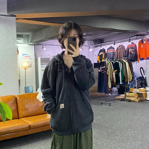 [BUNJANG] Carhartt Thermal Pocket Patch Hoodie Grey S / 칼하트 써멀 포켓패치 그레이 후드집업 B5530