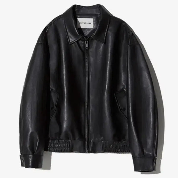 [BUNJANG] Lady Volume 9005 Vegan Leather Single Jumper Black / 레이디볼륨 9005 비건레더싱글점퍼_블랙