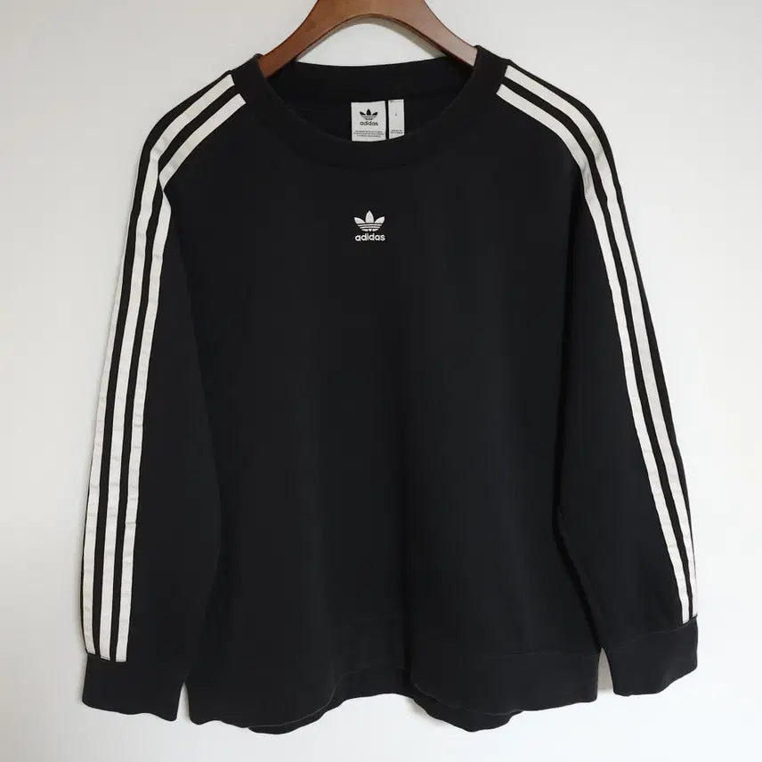 [BUNJANG] Adidas Black Men's Sweatshirt Logo Three-Stripes T-shirt / 아디다스 블랙 남성 맨투맨 로고 남자 삼선 티셔츠 G272