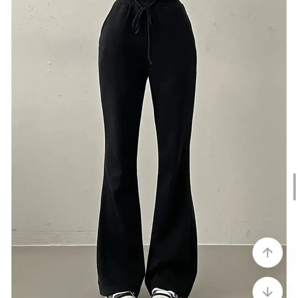 [BUNJANG] High-Waisted Banding Bootcut Training Pants (Black/Gray) / 에이블리 하이웨스트 밴딩 부츠컷 트레이닝 팬츠(블랙,그레이 일괄 가격)