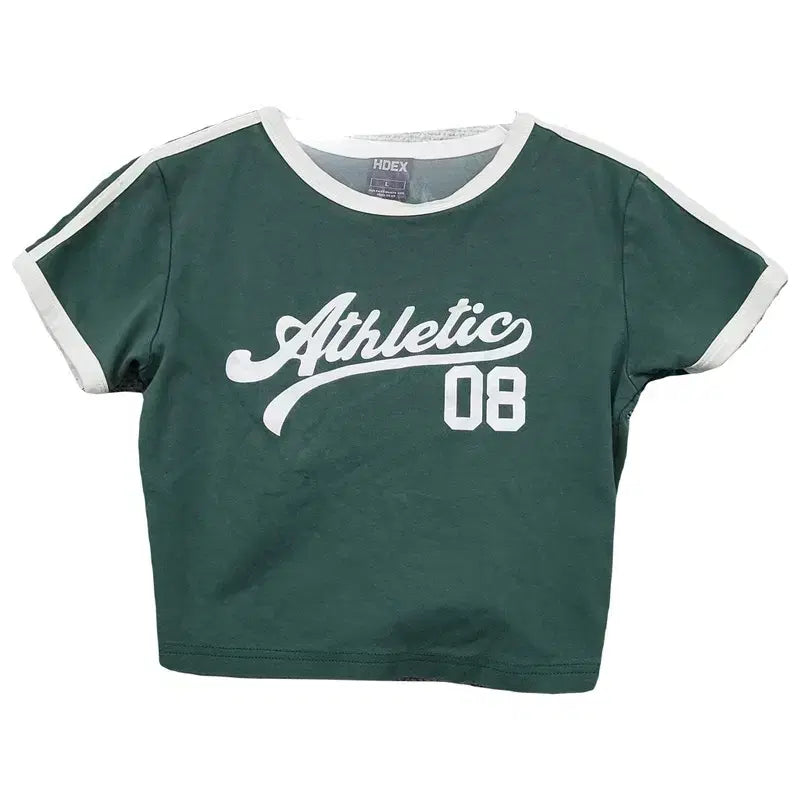 [BUNJANG] Hardex Printing Green Cropped Short-Sleeve T-Shirt (L) / 하덱스 프린팅 그린 크롭 반팔티 L