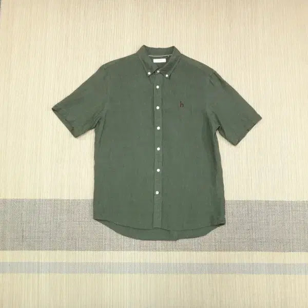 [BUNJANG] Hazzys Men's Linen Solid Short Sleeve Shirt (XL) / (105) 헤지스 남성 린넨 솔리드 반팔 셔츠