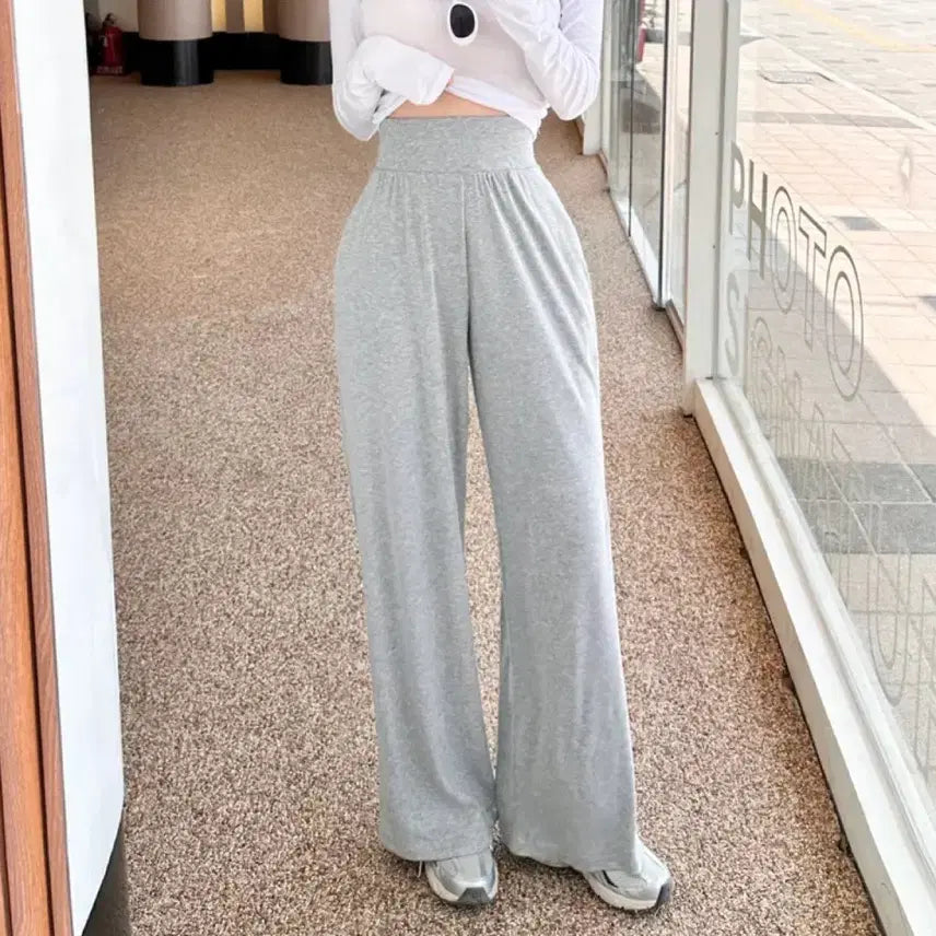 [BUNJANG] Avery Heori Ssook Wide Banding Pants - Black / 에이블리 허리쏙 와이드 밴딩 팬츠 - 블랙