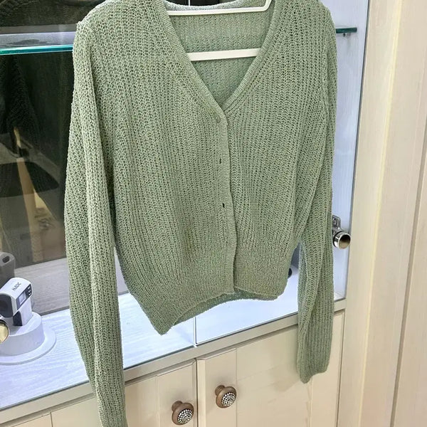 [BUNJANG] Buche V-Neck Cardigan (Worn Once) / 한 번 입음) 부클 브이넥 가디건