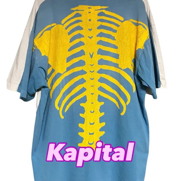 [BUNJANG] Kapital Bone Two-Tone Short Sleeve T-Shirt / [F]캐피탈 본 투톤 반팔 티셔츠