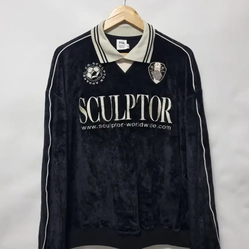 [BUNJANG] Sculptor Velvet Football Collar Sweatshirt XL / 스컬프터 벨벳 풋볼 카라 맨투맨 XL