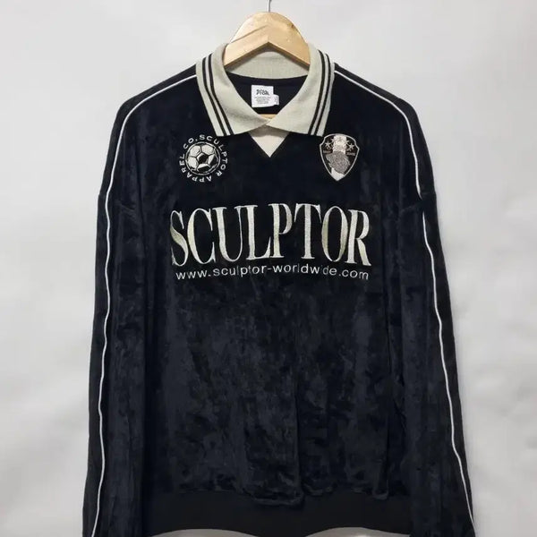 [BUNJANG] Sculptor Velvet Football Collar Sweatshirt XL / 스컬프터 벨벳 풋볼 카라 맨투맨 XL