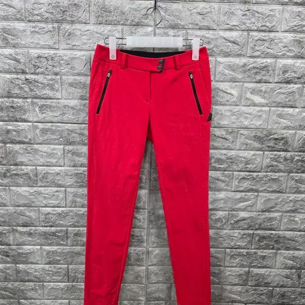 [BUNJANG] WIDE ANGLE Span Red Pants Women's Size 25 / 와이드앵글 스판 레드 팬츠 여성 바지 허리 25인치