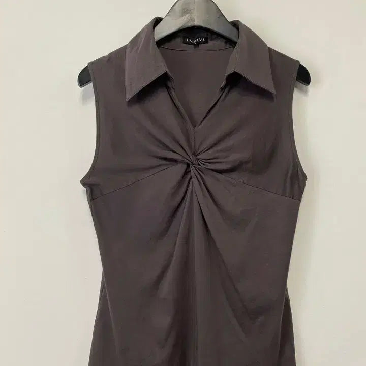 [BUNJANG] INDIVI Vintage Shirring Drape Cotton Sleeveless Top / 빈티지 INDIVI 셔링 드레이프 코튼 슬리브리스
