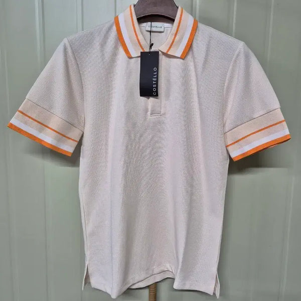 [BUNJANG] Costello Color Block Polo Shirt Orange / 코스텔로 카라티 오렌지 배색