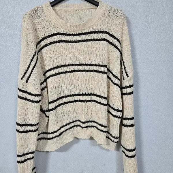 [BUNJANG] Loose Fit Stripe Knit Crop Top / 루즈핏 스트라이프 마실 크롭니트 프리
