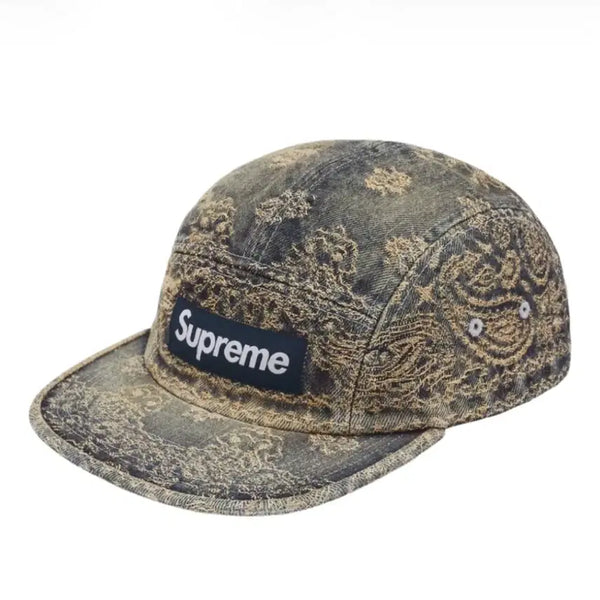 [BUNJANG] Supreme Bandana Jacquard Washed Denim Camp Cap / 슈프림 반다나 자카드 워싱 데님 캠프캡 캡 볼캡 모자