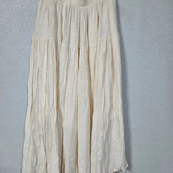 [BUNJANG] Ivory Linen Shirring Long Skirt Size 66 / 아이보리 린넨 셔링스커트 66