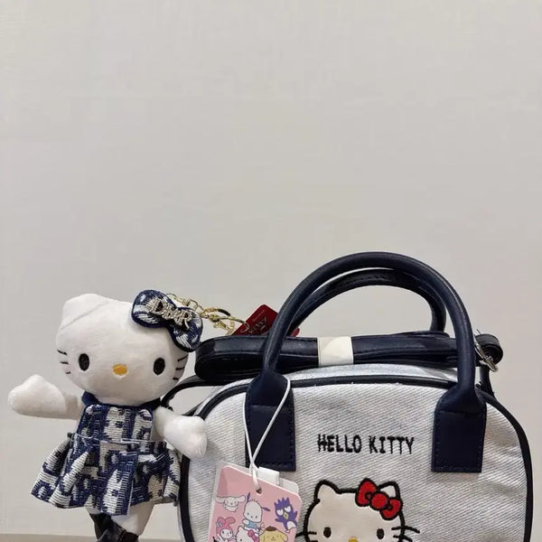 [BUNJANG] Sanrio Hello Kitty Denim Bag & Long-Legged Doll Set / 산리오 헬로키티 데님 백 & 키티 롱다리 인형 세트 (새상품)