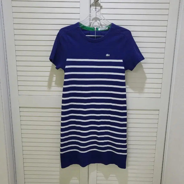 [BUNJANG] Lacoste Striped Round Neck Short Sleeve Dress / [36]라코스테 스트라이프 원피스/라운드 반팔 원피스