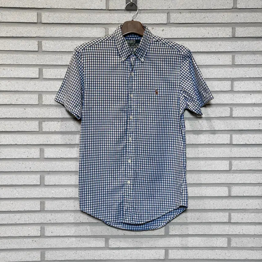 [BUNJANG] Polo Ralph Lauren Check Detail Short Sleeve Shirt Sky Blue / 폴로 반팔 셔츠 체크 디테일 스카이블루