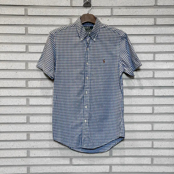 [BUNJANG] Polo Ralph Lauren Check Detail Short Sleeve Shirt Sky Blue / 폴로 반팔 셔츠 체크 디테일 스카이블루