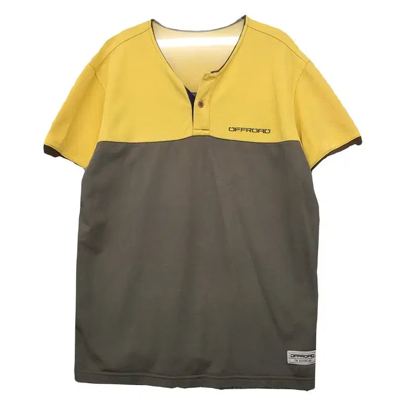 [BUNJANG] Off-Road Yellow Henly Neck Short Sleeve T-Shirt Size 105 / 오프로드 옐로우 헨리넥 반팔티 105