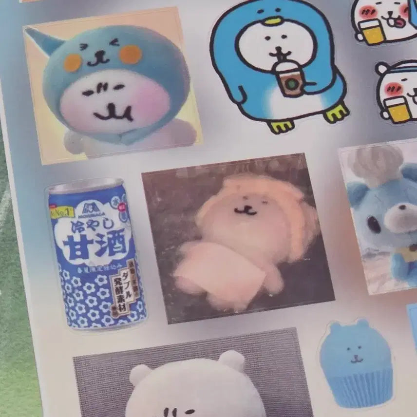 [BUNJANG] Nongdamgom Rilakkuma Melon Soda Pudding Sticker Set / 농담곰 y2k 리락쿠마 메론소다 키치 디저트 실사 다꾸 스티커 무민 푸딩