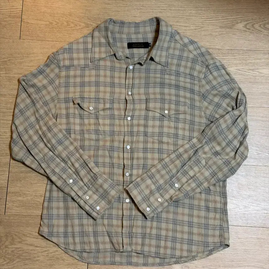 [BUNJANG] Bird Note Plaid Shirt Beige / 버드노트 셔츠 46