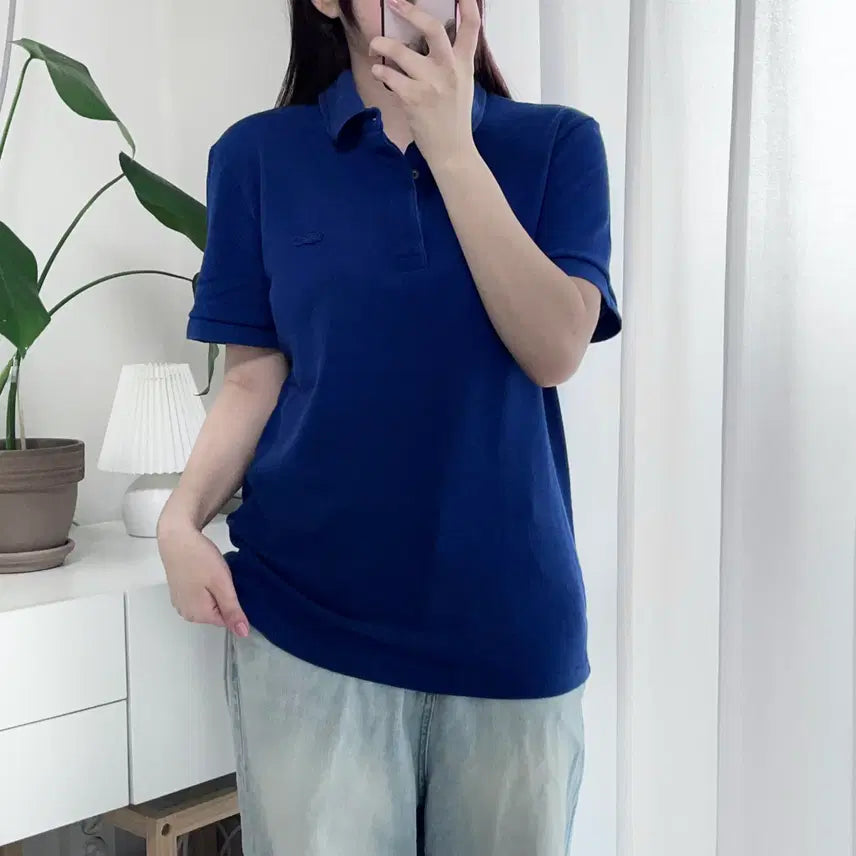 [BUNJANG] Lacoste Navy Patch Logo Short Sleeve Polo T-Shirt - Size M / 라코스테 네이비 네이비패치로고 반팔카라티 [ M ]