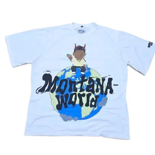 [BUNJANG] Montana World Oversized Graphic T-Shirt / 몬타나월드 오버핏 반팔티