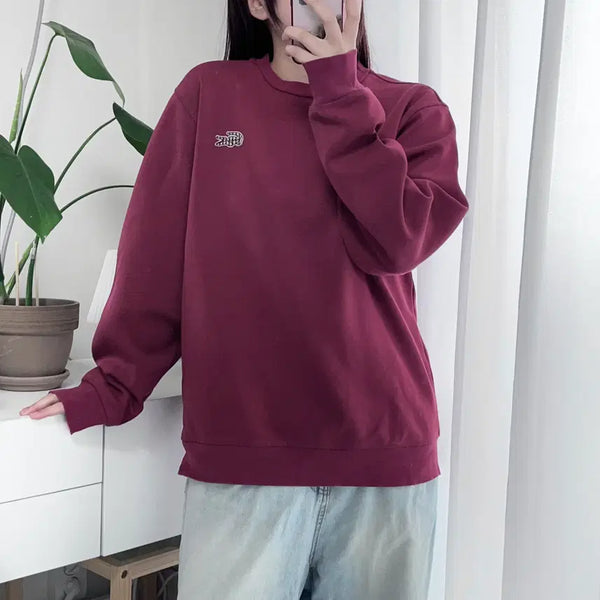 [BUNJANG] Lacoste Burgundy Patch Logo Sweatshirt M / 라코스테 버건디 패치로고 맨투맨 [ M ]