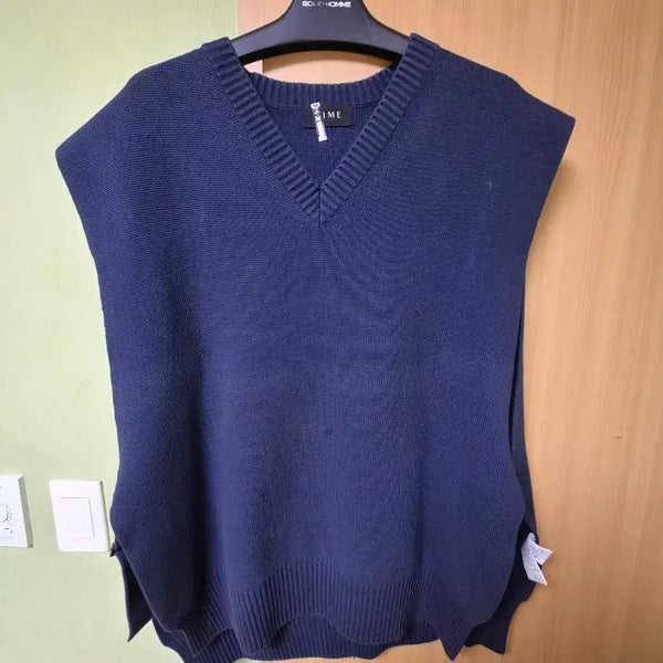 [BUNJANG] Time Homme V-Neck Knit Vest Navy / 105)타임옴므 브이넥 니트 조끼 네이비