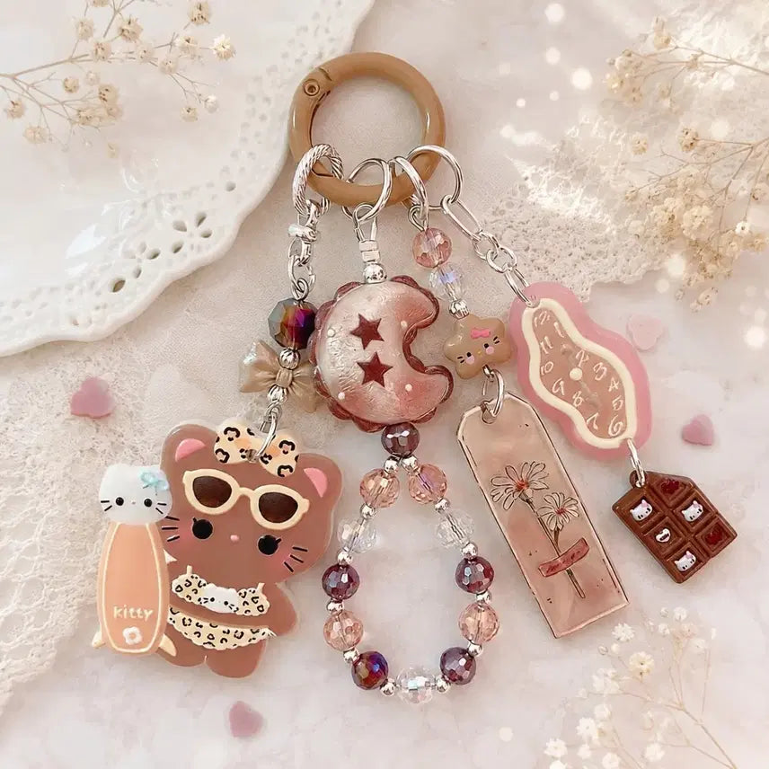 [BUNJANG] Bikini Bear & Hello Kitty Charm Keychain / 비키니 펜던트 키티 키링
