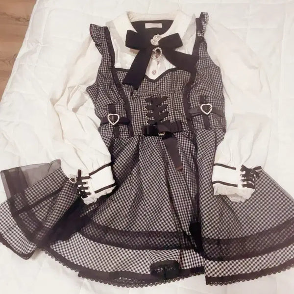 [BUNJANG] Liz Lisa Churrolayered Setup Checkered Set / 리즈리사 츄르레이어드 셋업 양산형지뢰계
