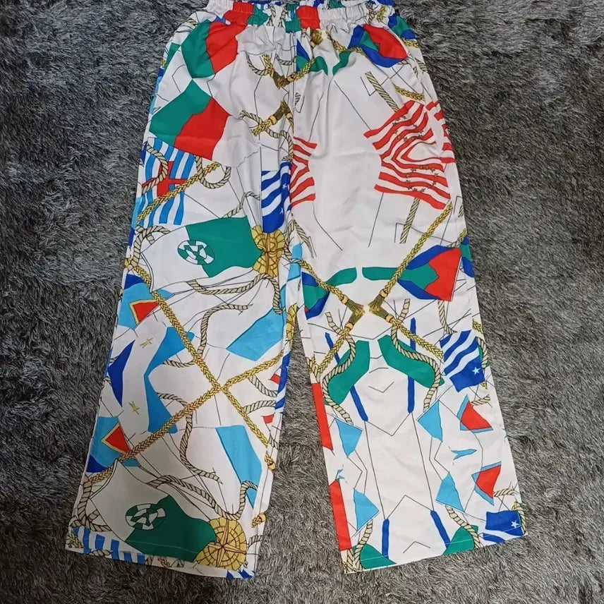 [BUNJANG] Tie-Dye Flag Pattern Women's Lounge Pants / 나염 바지 깃발 패턴 여성 프리사이즈 55~88 바지 잠옷