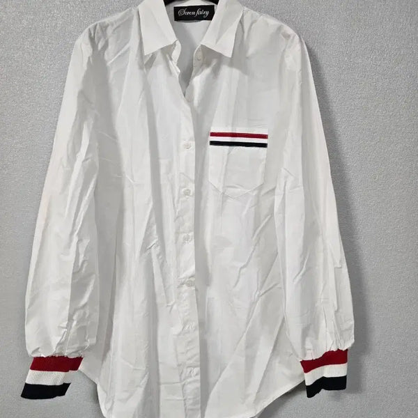[BUNJANG] Three-Stripe Puff Sleeve Cotton Long-Sleeve Shirt / 3선 퍼프소매 코튼 긴팔셔츠 66전후