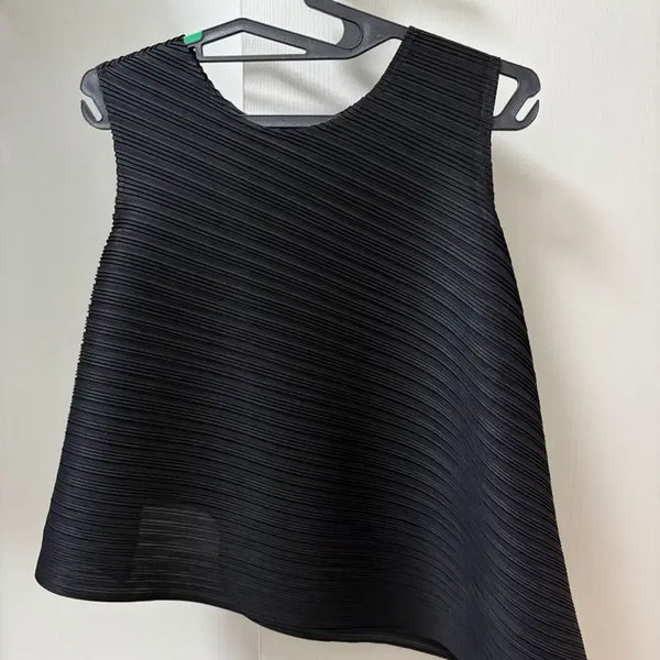 [BUNJANG] Pleated Sleeveless Top and Pants Set - Black / 세트가격/ 여름 플리츠 나시+팬츠세트 블랙 거의새것