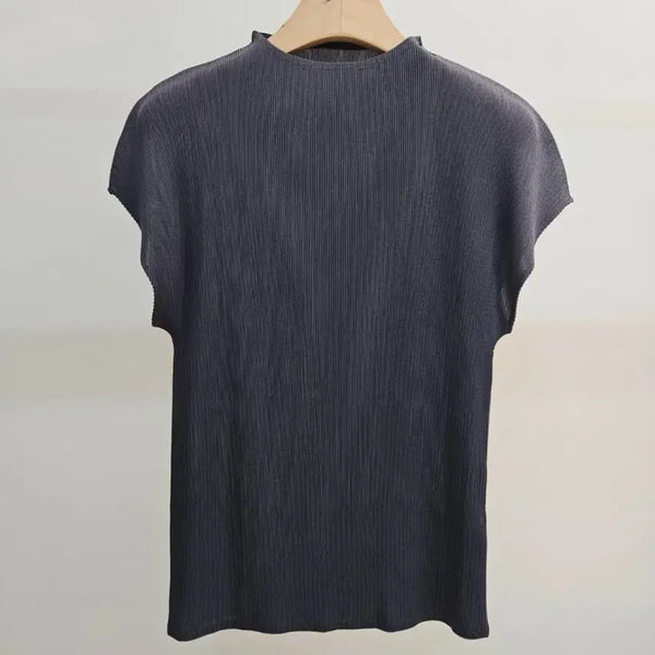 [BUNJANG] Pleats Me Soft Half Neck T-Shirt / 플리츠미스트하프넥티