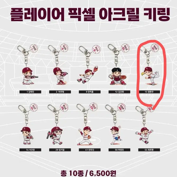 [BUNJANG] Kiwoom Heroes Jeong Hyun-woo Pixel Acrylic Keychain / 키움 히어로즈 픽셀 아크릴 키링 정현우
