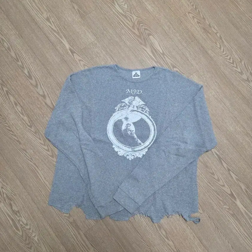 [BUNJANG] MJD Distressed Waffle Long Sleeve Melange Grey L / [판매] MJD 디스트레스드 와플 롱슬리브 멜란지 그레이 L사이즈