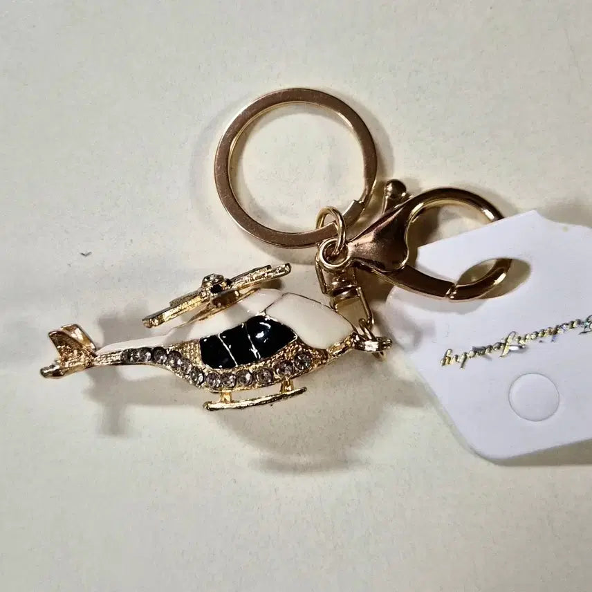 [BUNJANG] Helicopter Keychain Gold White / 헬리콥터 키링 골드 화이트