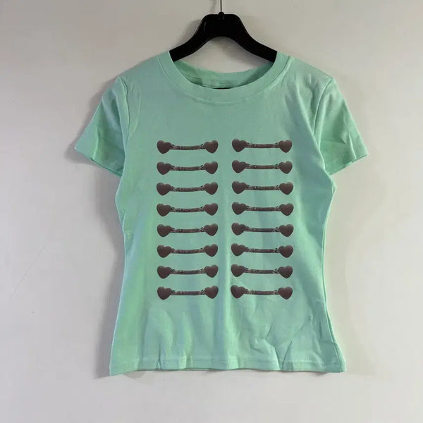 [BUNJANG] Women's Heart Short Sleeve T-Shirt (Mint) / 새상품 여자 하트 레옹 민트 반팔