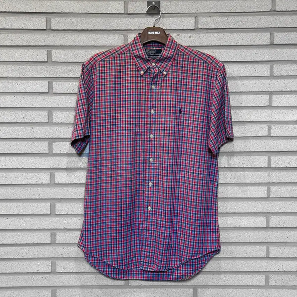 [BUNJANG] Polo Ralph Lauren Checkered Short Sleeve Shirt / 폴로 반팔 셔츠 체크 배색 디테일