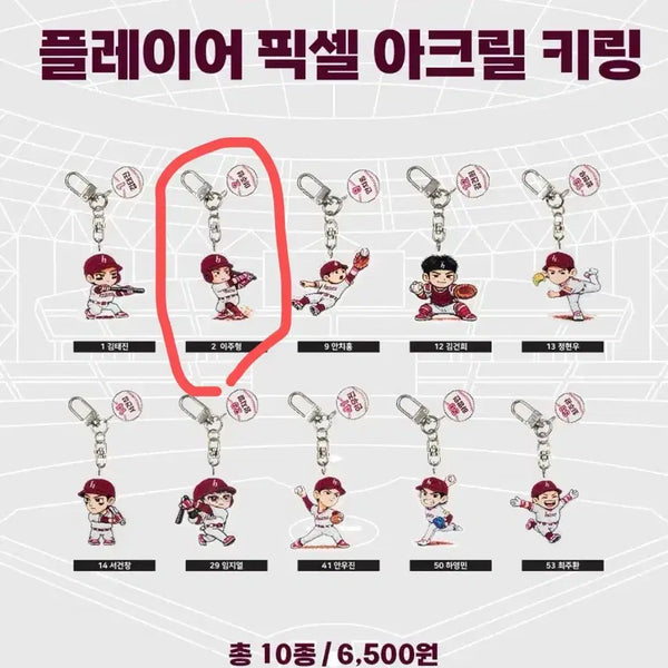 [BUNJANG] Kiwoom Heroes Lee Ju-hyeong Pixel Acrylic Keyring / 키움 히어로즈 픽셀 아크릴 키링 이주형