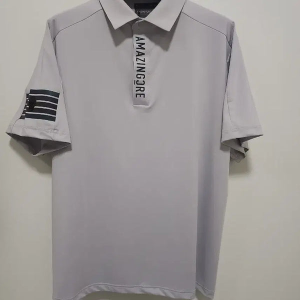 [BUNJANG] Amazing Creek Men's Short-Sleeve Polo Shirt Grey / 어메이징크리 골프웨어 남성 반팔 카라티 그레이