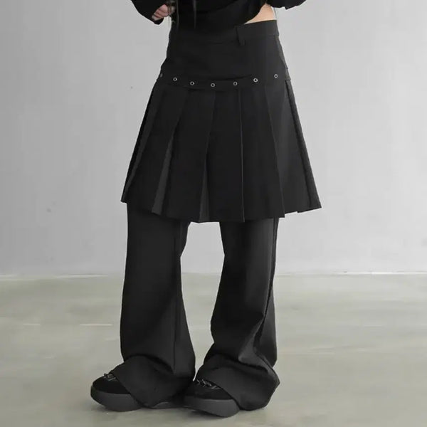 [BUNJANG] Binary One Layered Eyelet Skirt Pants / 바이너리원 슈드 레이어드 아일렛 스커트팬츠